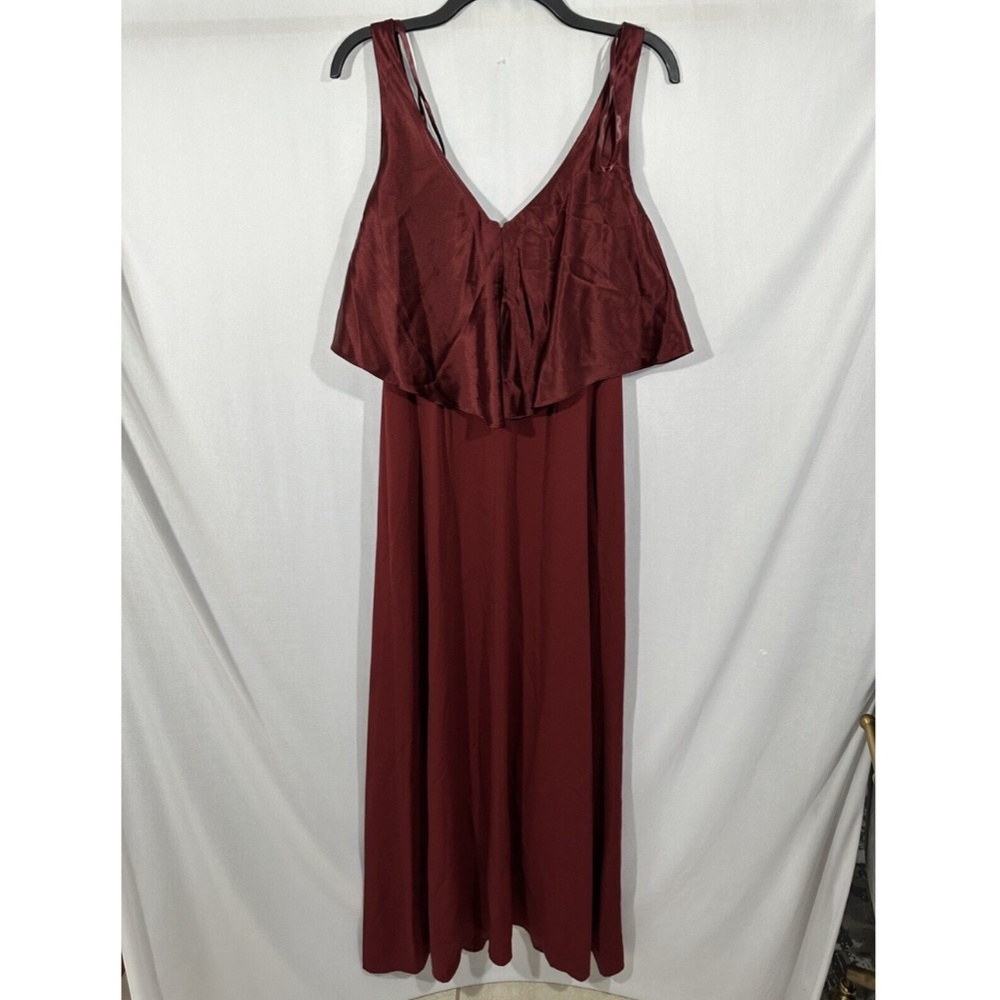 NEW Jill Jill Stuart [ 6 ] Satin‎ Popover & Crepe Gown in Oxblood Red - Picture 12 of 16